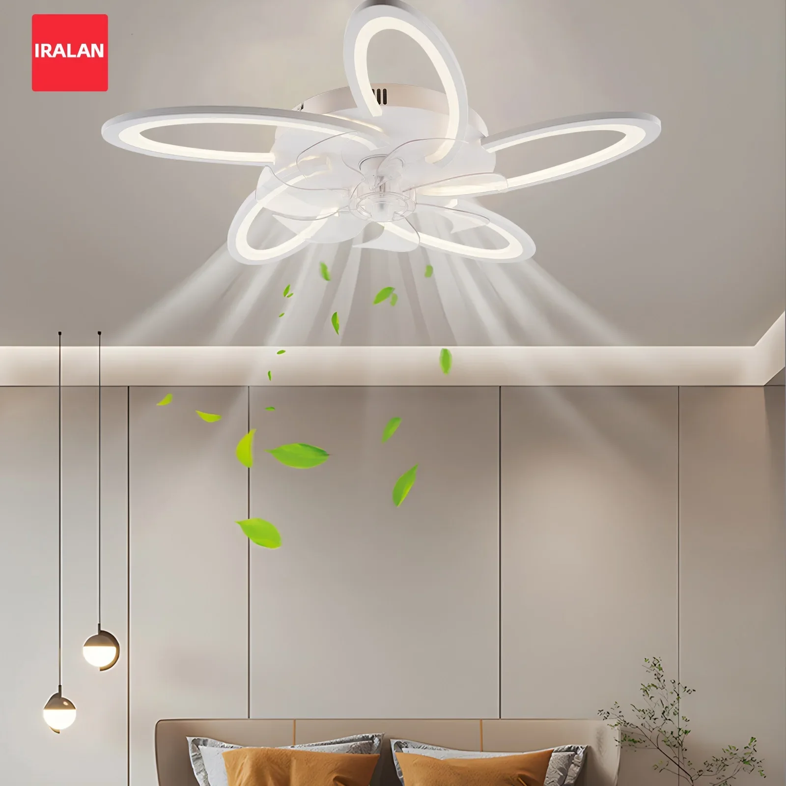 

Minimalist Ceiling Fan with Light for Bedroom Dining Room Modern 6-Speed LED Electric Fan Home Quiet Reversible Blades Fan