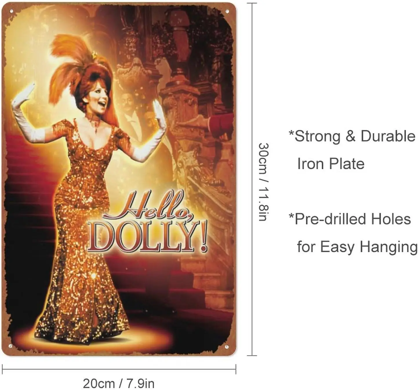 Hello, Dolly! Metal Tin Sign Vintage Wall Art Decoration Living Room Bathroom Kitchen Movie Poster Decor 8 * 12 Inches