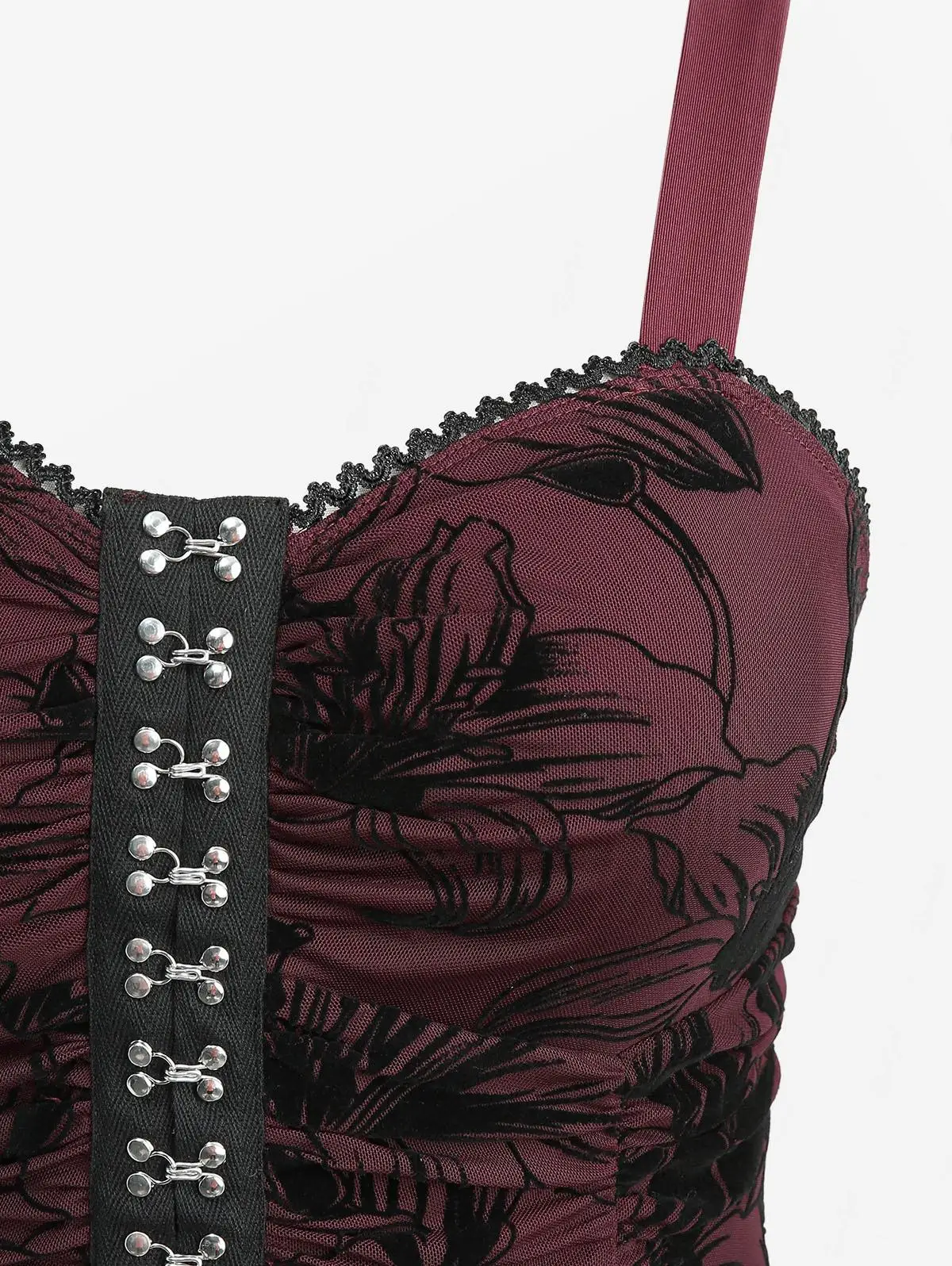 روزغال حجم كبير زهور الزنبق يتدفقون الدانتيل تقليم Ruched غير المتكافئة تانك فستان الاتجاه الجديد فساتين بلا أكمام Vestidos #3