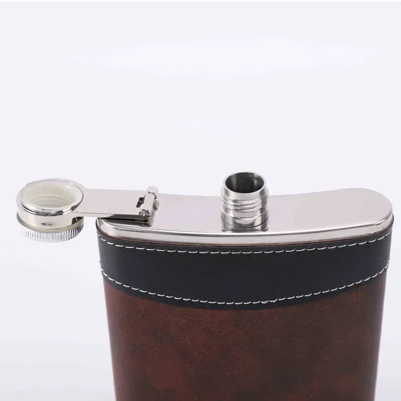 6/7/8Oz PU Leather Hip Flask Pocket Stainless Steel Wine Pot Vodka Whisky Bottle For Alcohol Portable Whiskey Gift for Men