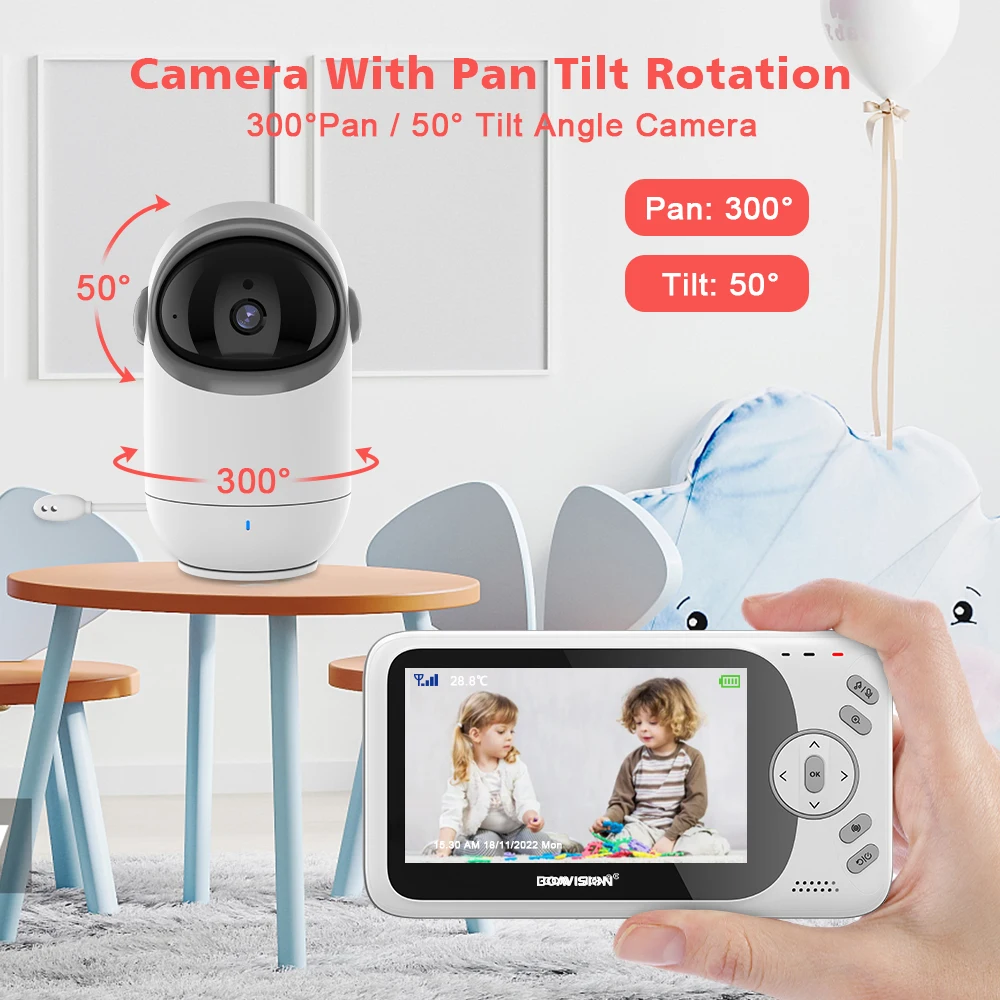4.3" baby video monitor with pan‑tilt camera, wireless and night vision 2