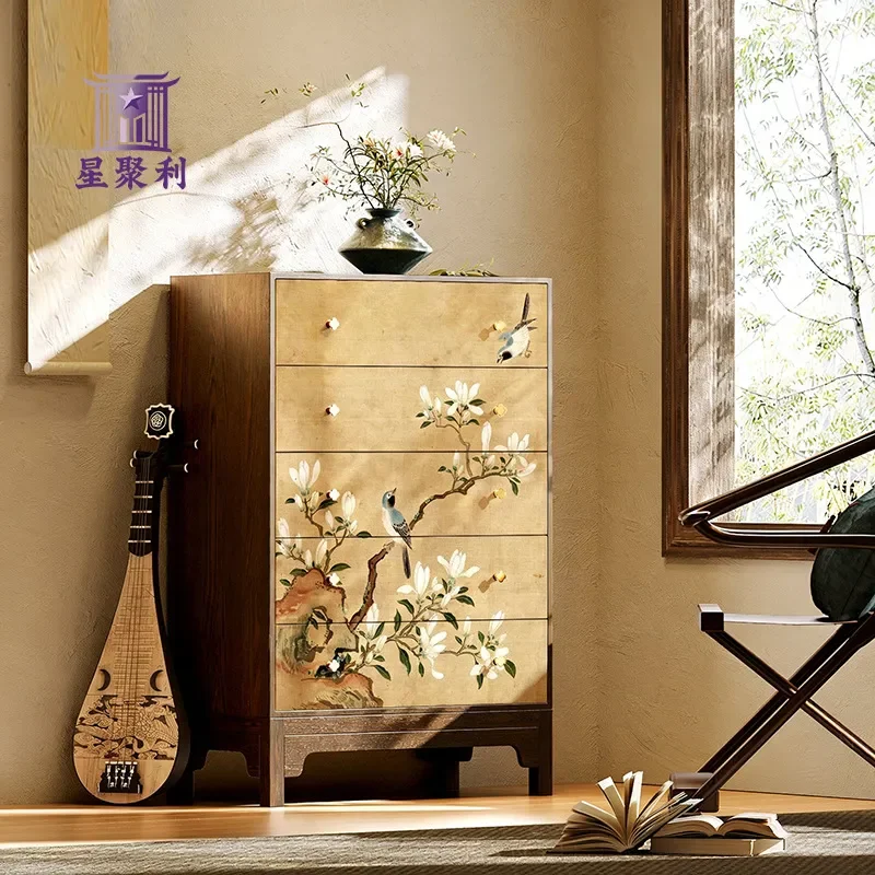 Song Style Aesthetics Yutang Chunyu Solid Wood Chest Cabinet Living Room Entrance Storage Bedroom Multi Functional Drawer