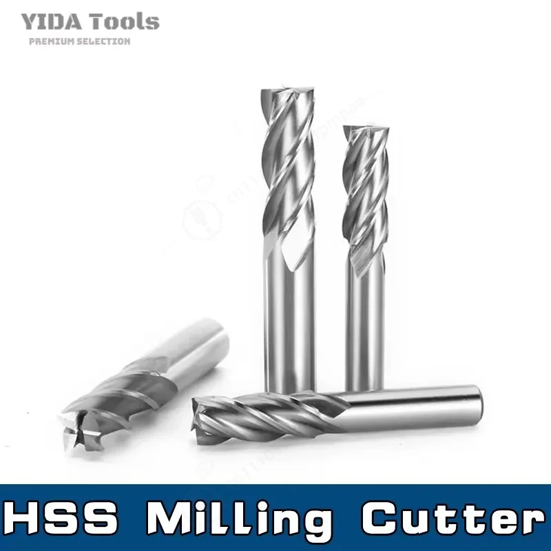 1PC High Precision HSS End Mills Metal Cutter 1 2 3 4 5 6mm 2 Flutes 4 Flutes Aluminum Milling Tool Key Seater Router Bit