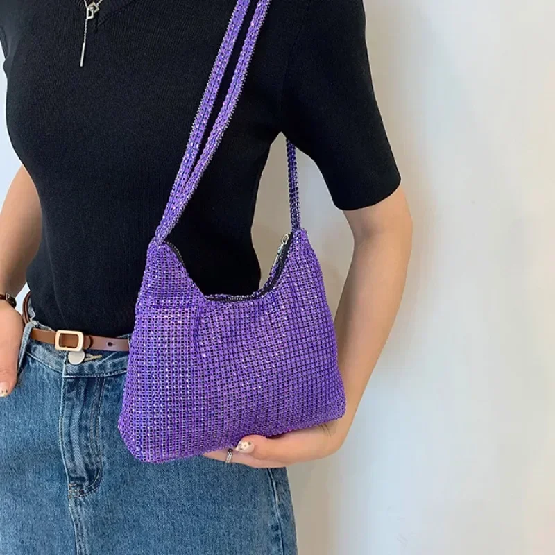 Rhinestone Fashion Shiny Handbag Sparkling Evening Clutch Tote Purse Bags Luxury Design Causal Handbag Ladies Shoulder Bag Women