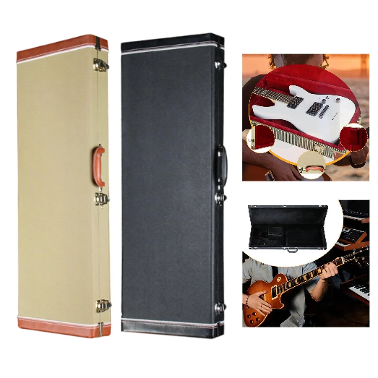 

Electric Bass Case Plush Interior Carrying Case Wood Locking Latch Shock Resistance Sturdy Hardshell for Electric Bass Guitar