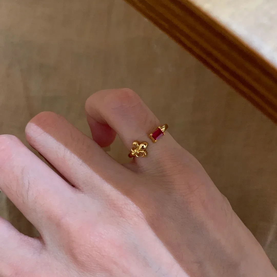 S925 Sterling Silber Ring Gold Iris Rubin Schwanzring Vintage Nischenring – Detail 1