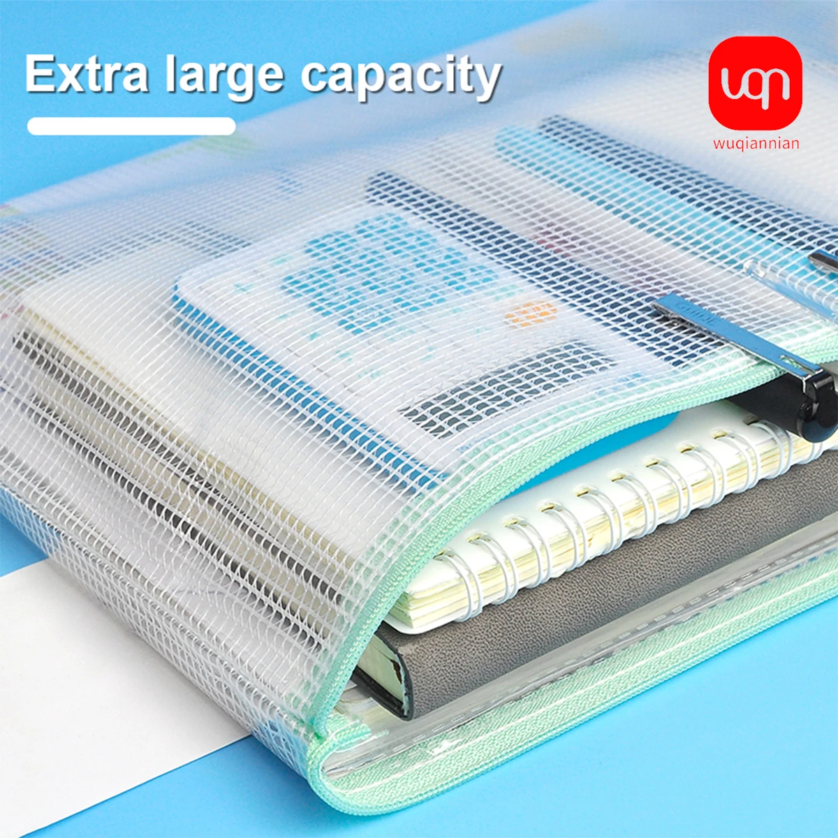 10pcs Mesh Zipper Pouch Document Bag Waterproof Zipper Folders A4 School Office Supplies Pencil Case Storage Bags