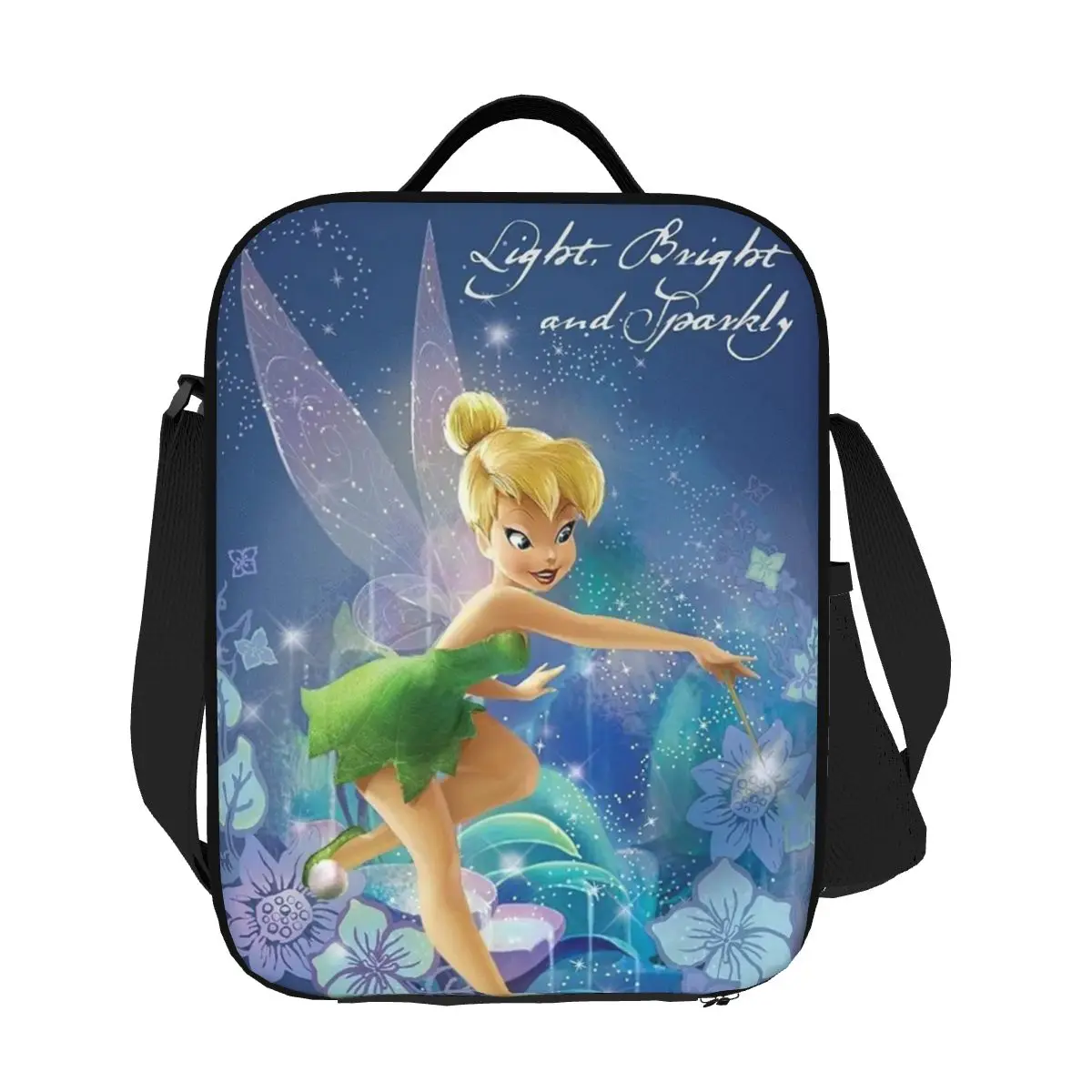 

Custom Cartoon Tinker Bell Fairy Insulated Lunch Bags for Camping Travel Waterproof Thermal Cooler Lunch Box Women Kids