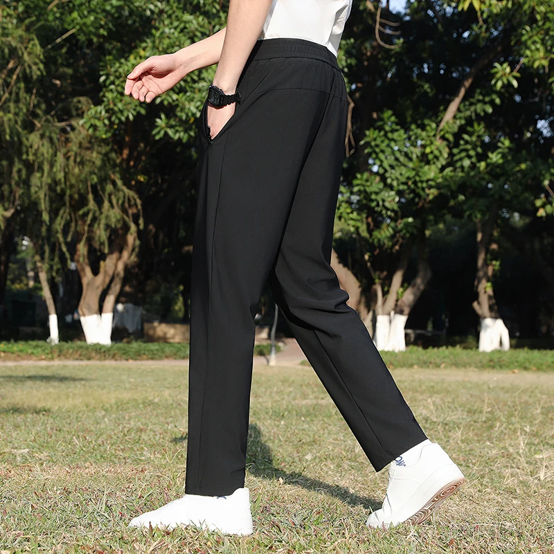 New High-Quality Fashion Versatile Ice Silk Quick Drying Casual Pants Men'S Summer Breathable And Loose Outdoor Sports Trousers