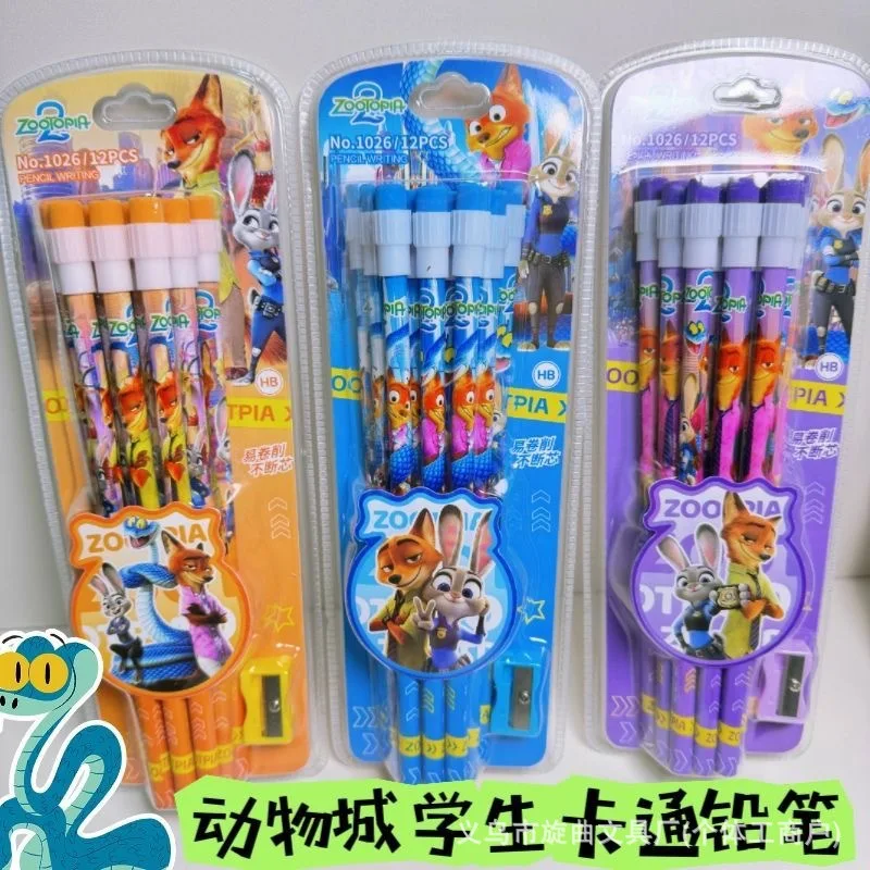

New model 12pcs Zootopia Pencil Figure Cartoon Pencil Kawaii School Stationery Birthday Party Gifts