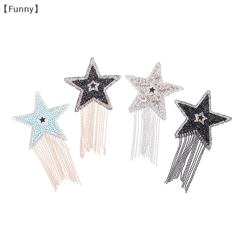 

〔Funny〕Stylish Crystal Rhinestone Star Tasse Iron On Patches Applique For Clothing Shoe Bag Sticker Jewelry Accessories