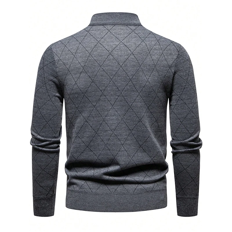 Neuer Herren Strickpullover Amerikanischer 1/4 Reißverschluss Pullover Herren Gefütterte Strickwaren Stehkragen Lässige Pullover – Detail 3