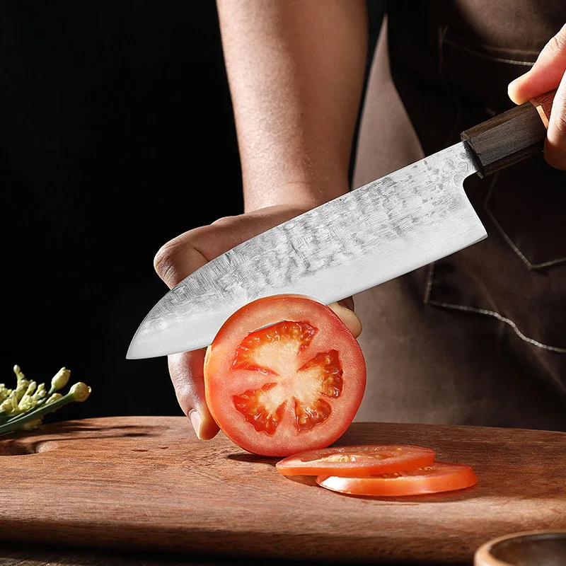 Set di coltelli forgiati per chef da cucina giapponese professionale 5Cr15Mov Coltelli per mannaia da macellaio in acciaio inossidabile per carne di pesce, frutta e verdura