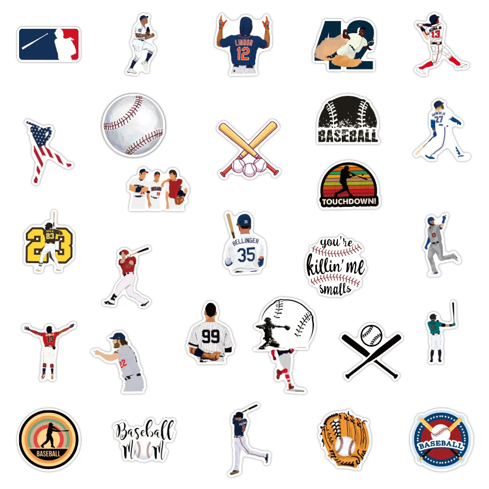 10/30/50/100PCS Baseball Sticker Cartoon Graffiti Decorative Luggage Laptop Scooter Motorcycle Water Cup Waterproof Decal Toy