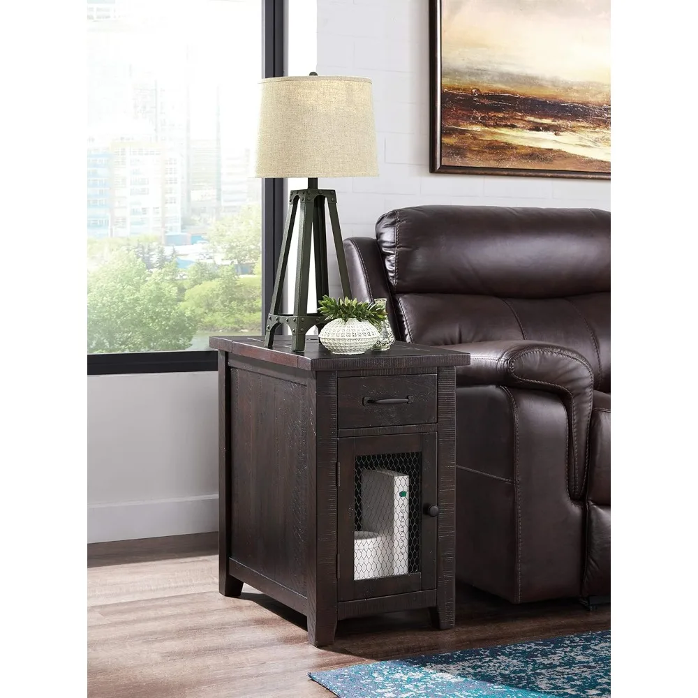 Rustic Chairside Table, Espresso