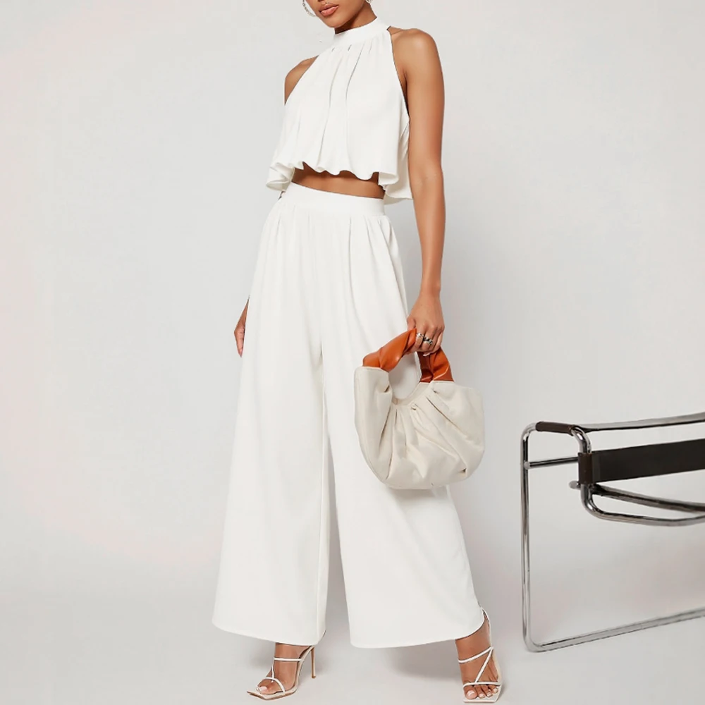 Mia Muse Boutique اقتصاص الخصر الطبيعي الكاحل مجموعات يومية للنساء مجموعات الصيف المناسب سليم طيات قبالة الكتف الرسن الرقبة
