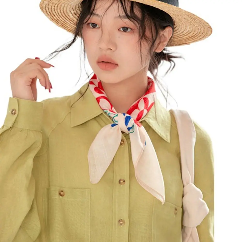 

Sunscreen Bandanas Headscarf Collocation Clothing Accessories Flower Silk Scarf Hair Band Female Printed Scarf Square Scarf