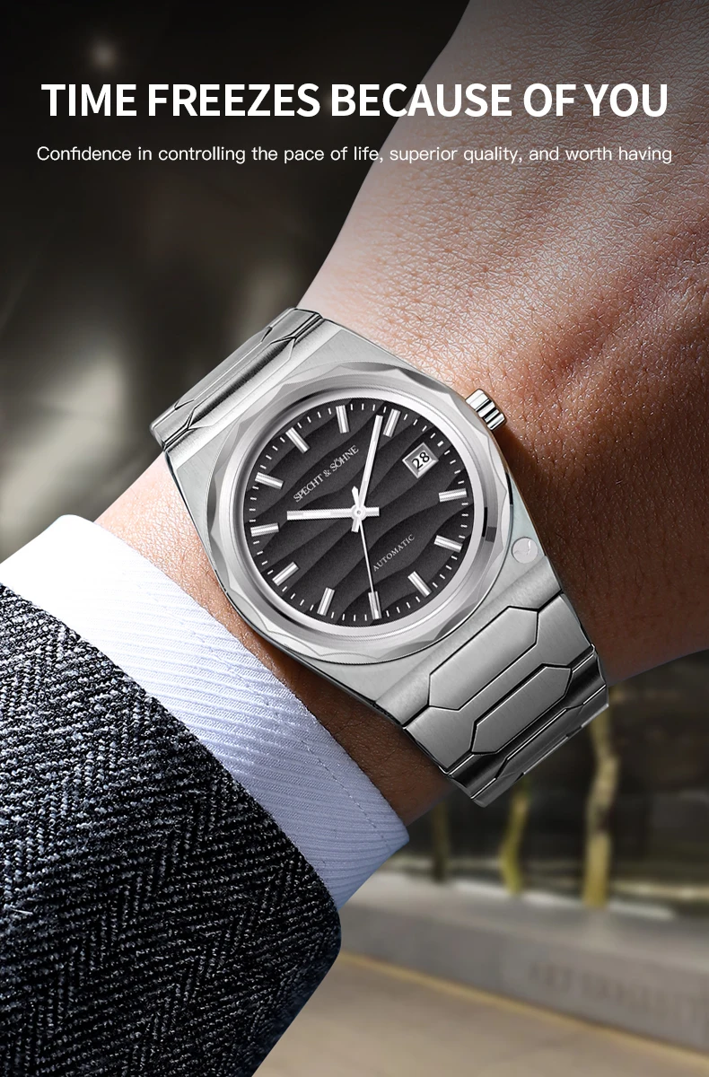 New Hot Specht & Söhne 37MM Gold Watch Luxury Men\'s Watches Japan Miyota 8215 Automatic Mechanical Wriswatch Sports Wristwatch
