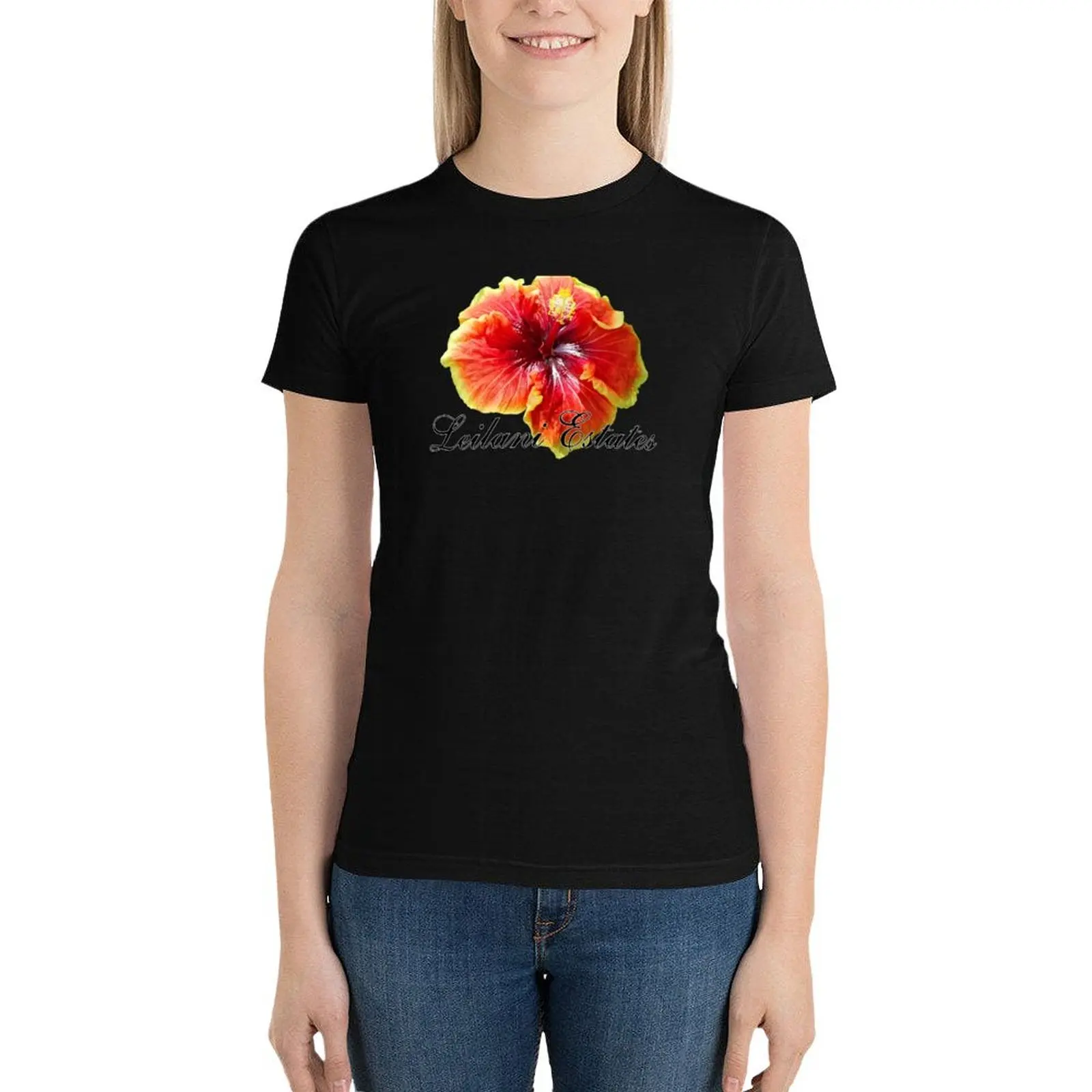 Flickering Flame Hibiscus - Leilani Estates Hawaii T-Shirt Female clothing korean fashion graphics summer blouses woman 2024