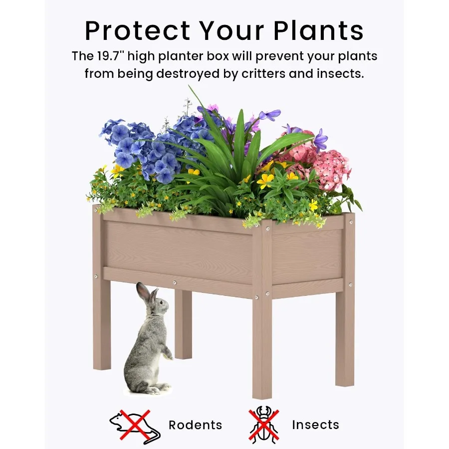 سرير حديقة صغير مرتفع HDPE صندوق زراعة مرتفع مع أرجل في الهواء الطلق زارع مناسب لجميع الأحوال الجوية أسرة مرتفعة للبذور عشب زهرة الخضار