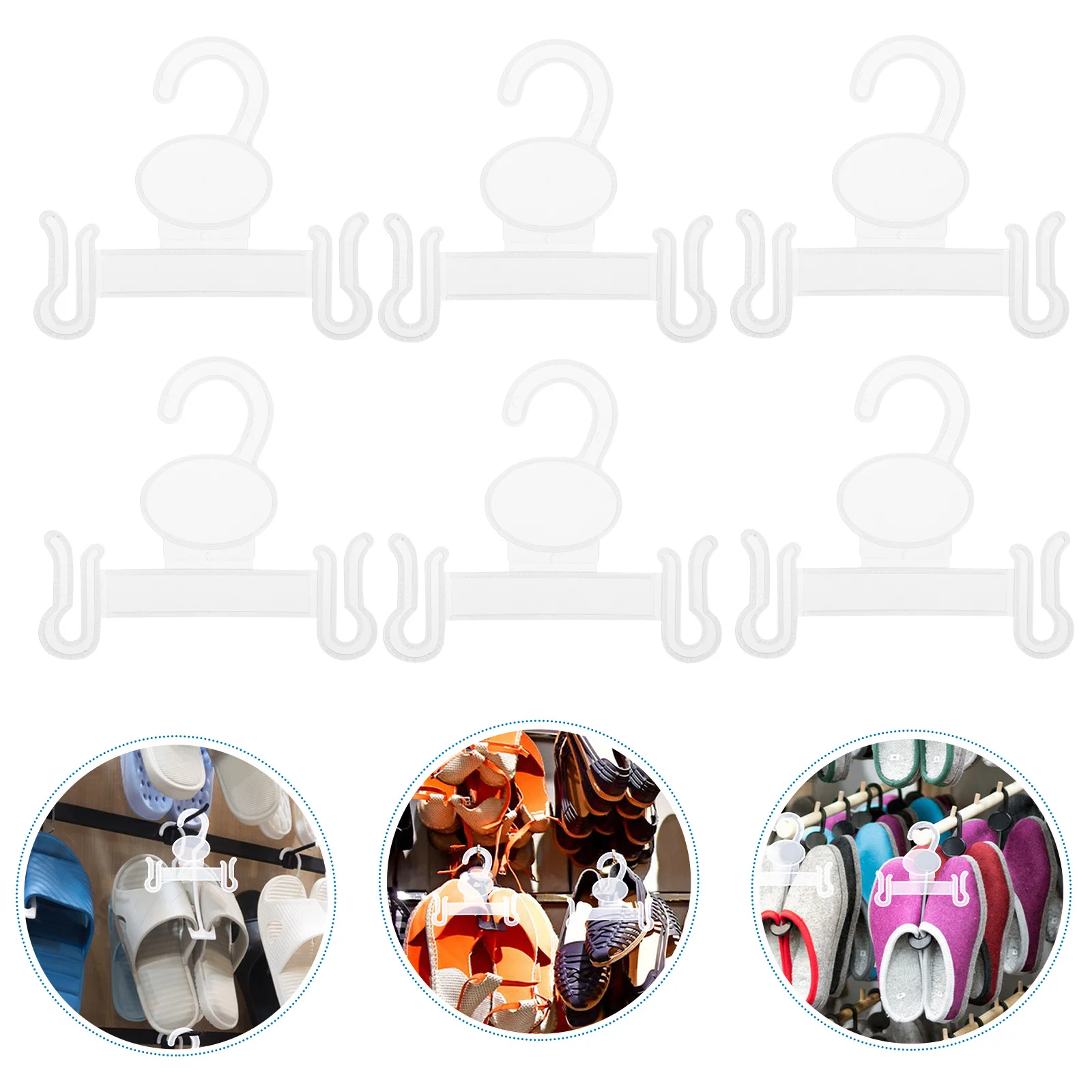 

100Pcs Sandals Hook Display Hanger Plastic Shoe Hooks for Flip-Flops Slipper Organiser Space Saving Shoe Storage Hanging Retail