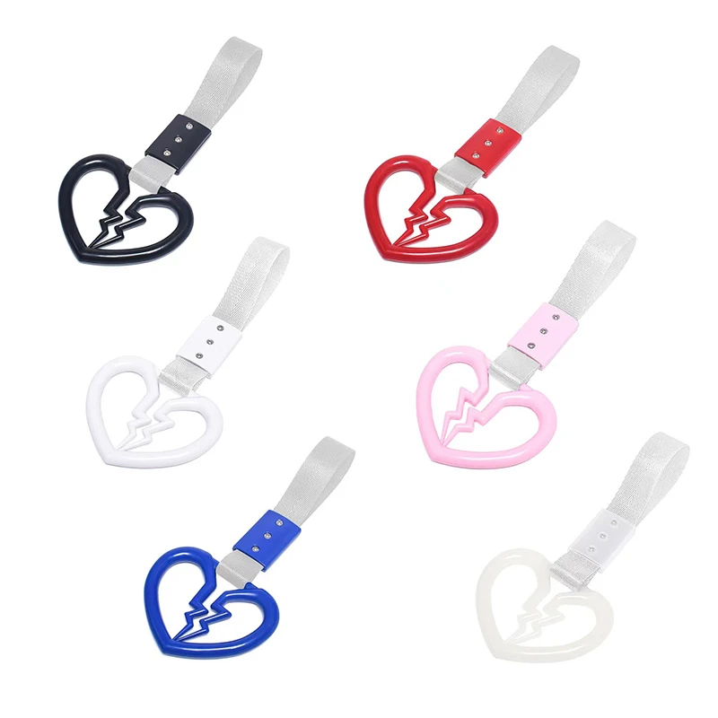 

1Pc Cute Broken Heart Shaped Car Anti-Static Strap Decorative Warning Hanging Ring Car Handle Rear Front Bumper Warning Ring.
