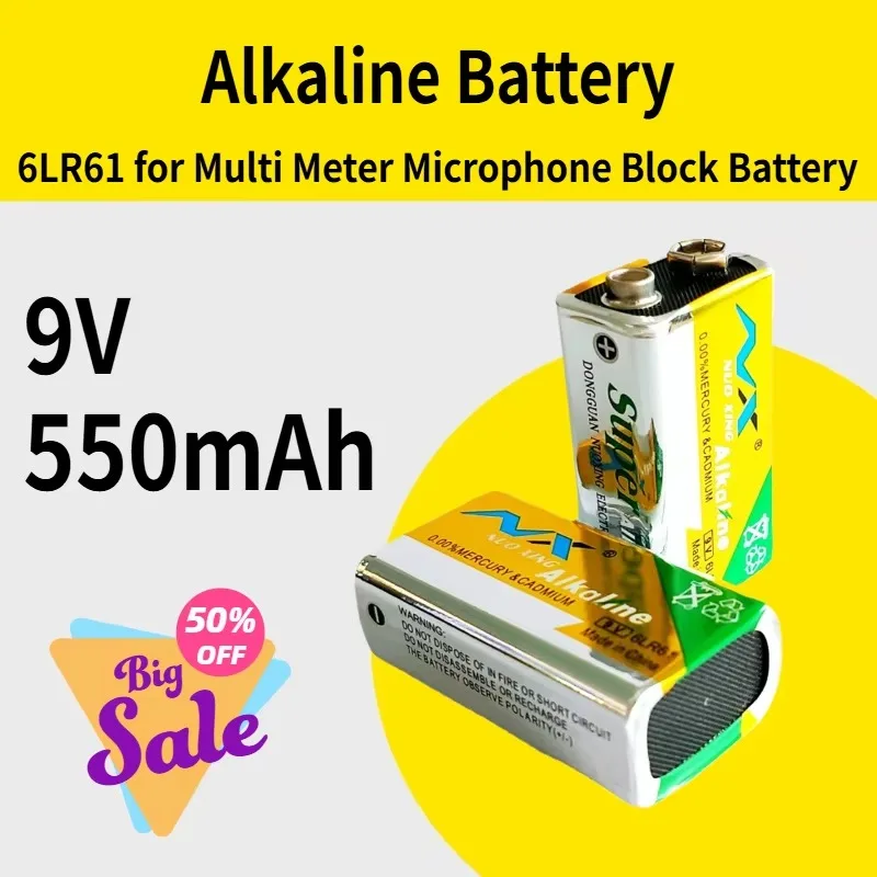 SWZY 1.5V AA Disposable Alkaline Battery 6LR61 for Multi Meter Microphone Wireless Microphone Block Battery