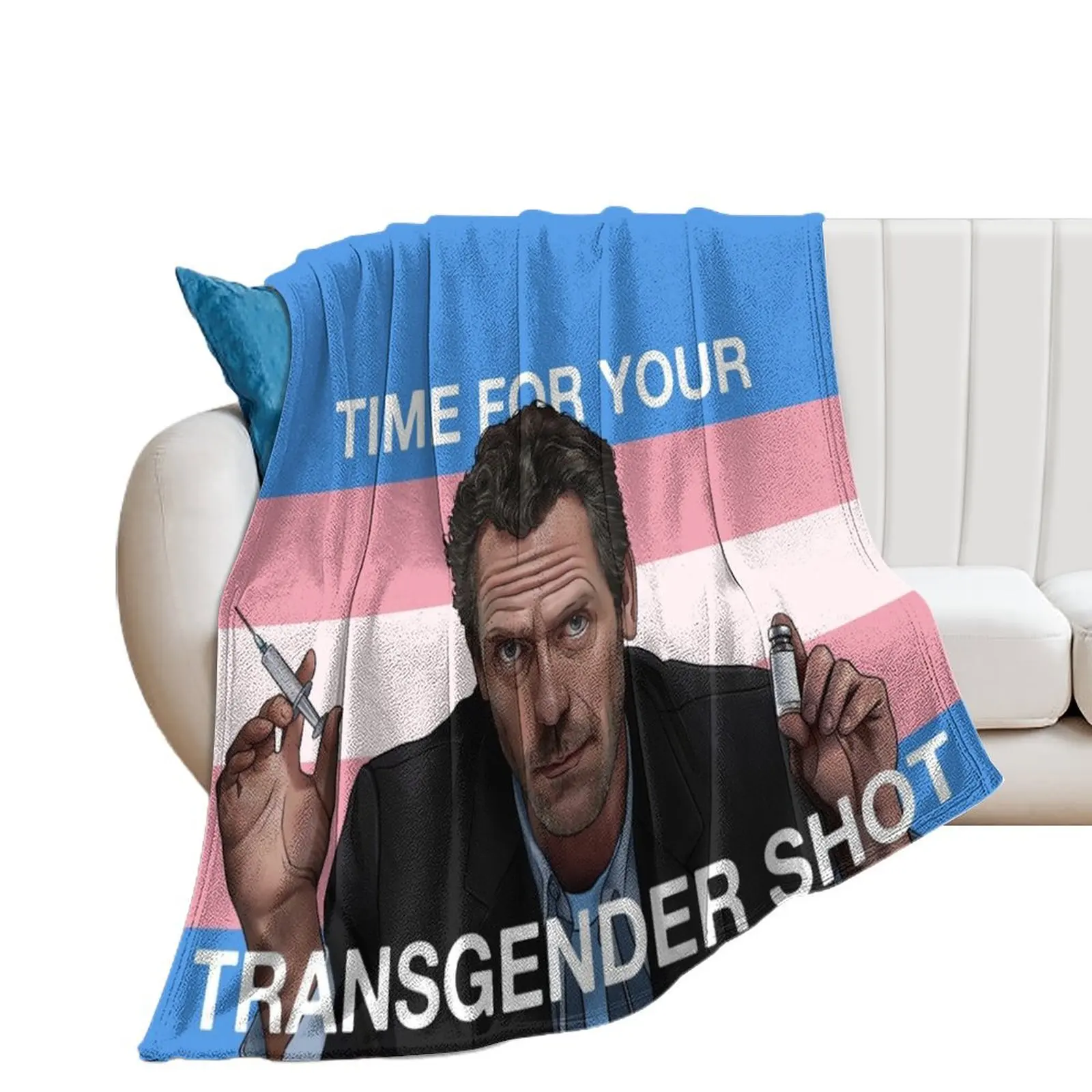 

Dr. House Trans Flag Throw Blanket Soft warm winter Thermal Bed Blankets