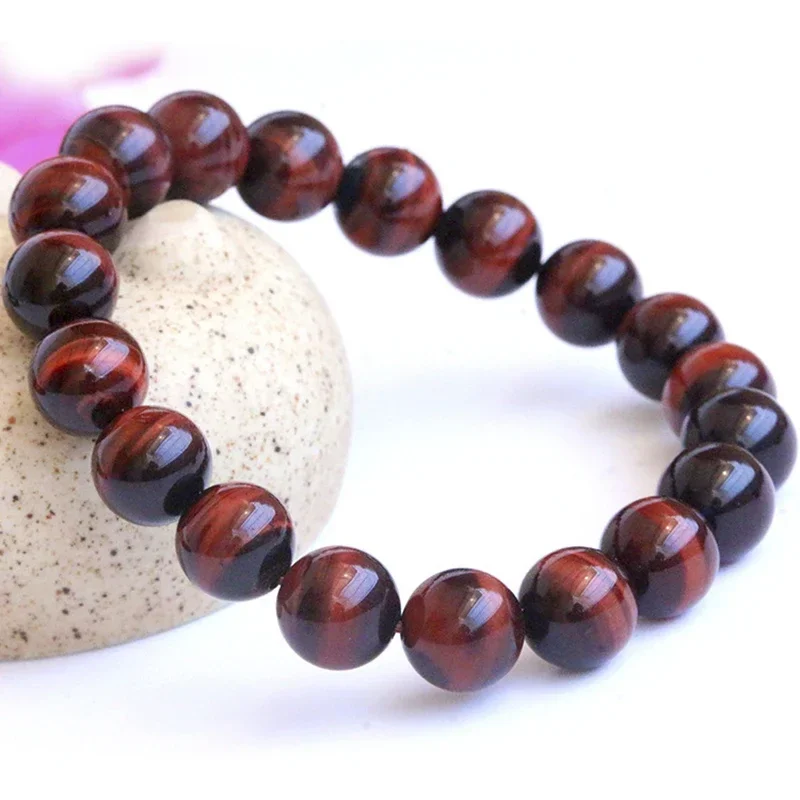 Natural Red Tiger Eye Stone Bracelets Buddha Beaded Couples Jewelry Exquisite Fashion Elastic Bracelets for Men and Women