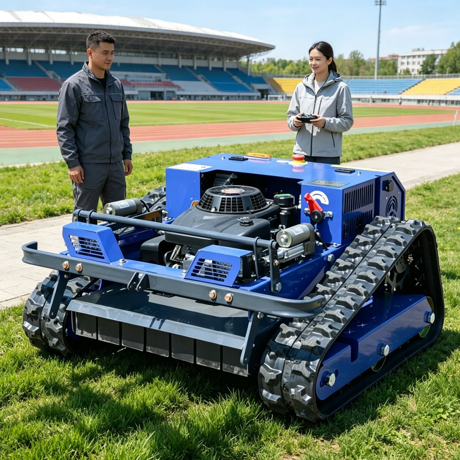 Customized intelligent robot lawn mower with adjustable mowing height, suited for daily trimming of community public lawn areas