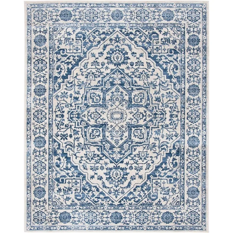 Area Rug , Medallion Distressed Design, Non-Shedding & Easy Care, Ideal for High Traffic Areas in Living Room