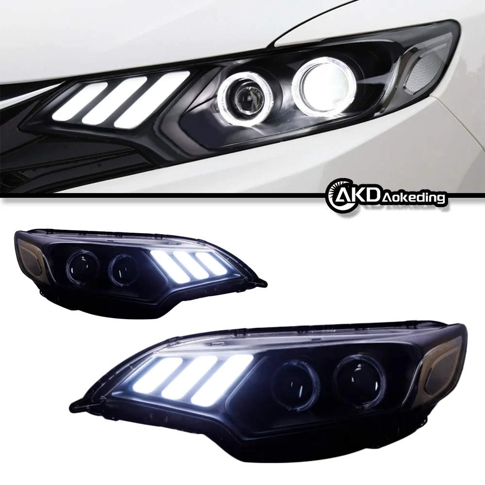 AKD Head Lamp for  Honda Jazz Fit LED Headlight 2014-2019 Headlights FIT DRL Turn Signal High Beam Angel Eye Projector Lens