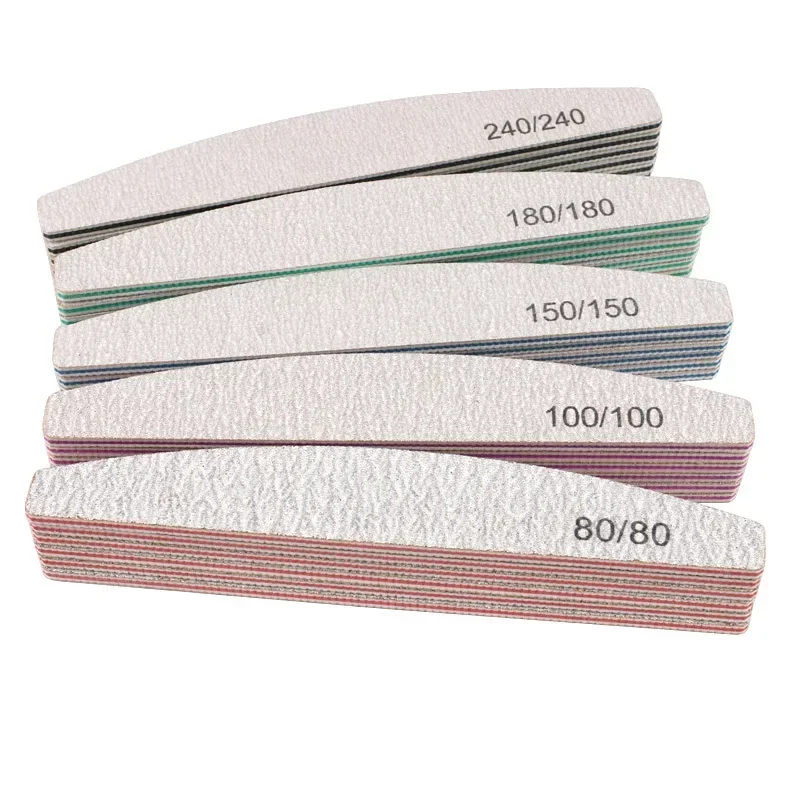 5/25 個プロフェッショナルネイルアートファイルバッファー 100/180 グリット湾曲両面ブロック研削足爪やすりマニキュア用