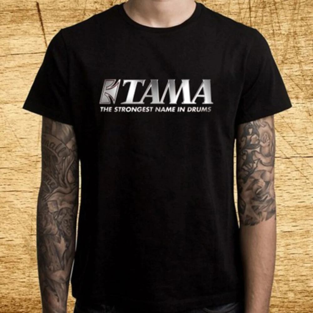 TAMA Men's Black Drum T-shirt Fashion Trend Harajuku Shirt Men's casual loose Harajuku streetwear shirt  vintage t shirt