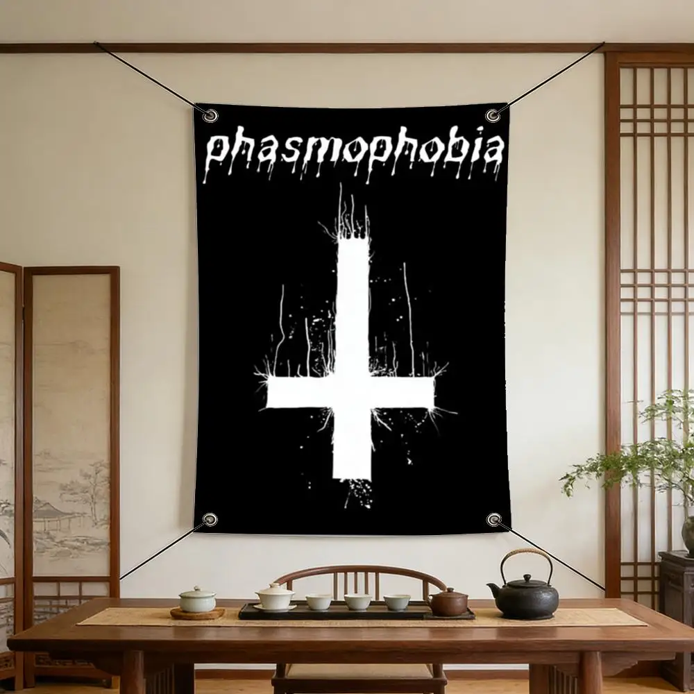 Game P-Phasmophobia Flags Flags are suitable for outdoor camping, live streaming, music festivals, home décor, and parties