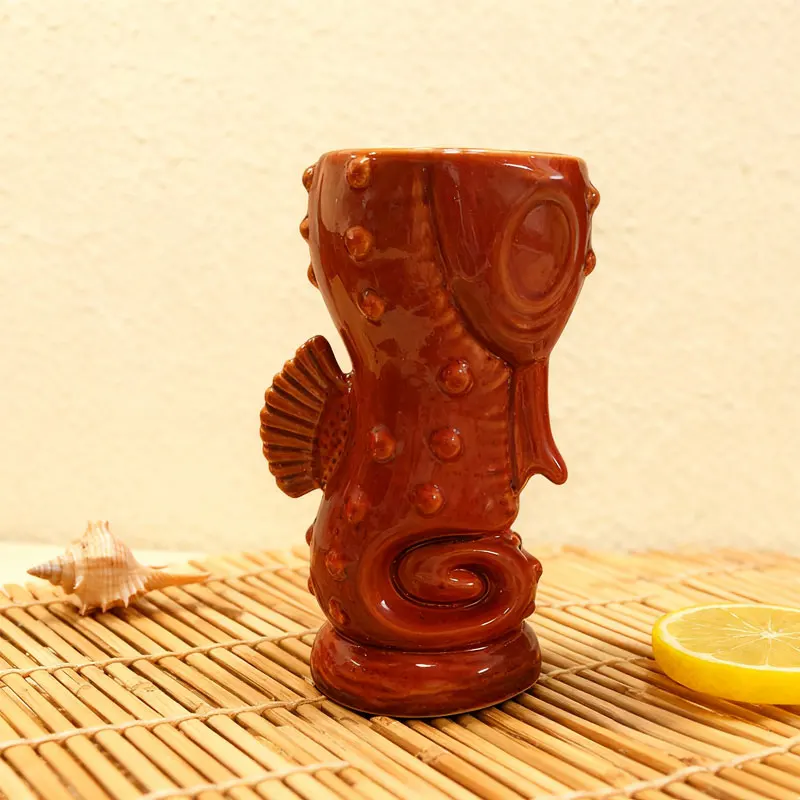 

Tiki Mugs Ceramic Hawaiian Creative Tiki Bar Mug Cocktails Glasses Bar Decorations Premium Tropical Cups Drinks for Exotic Party