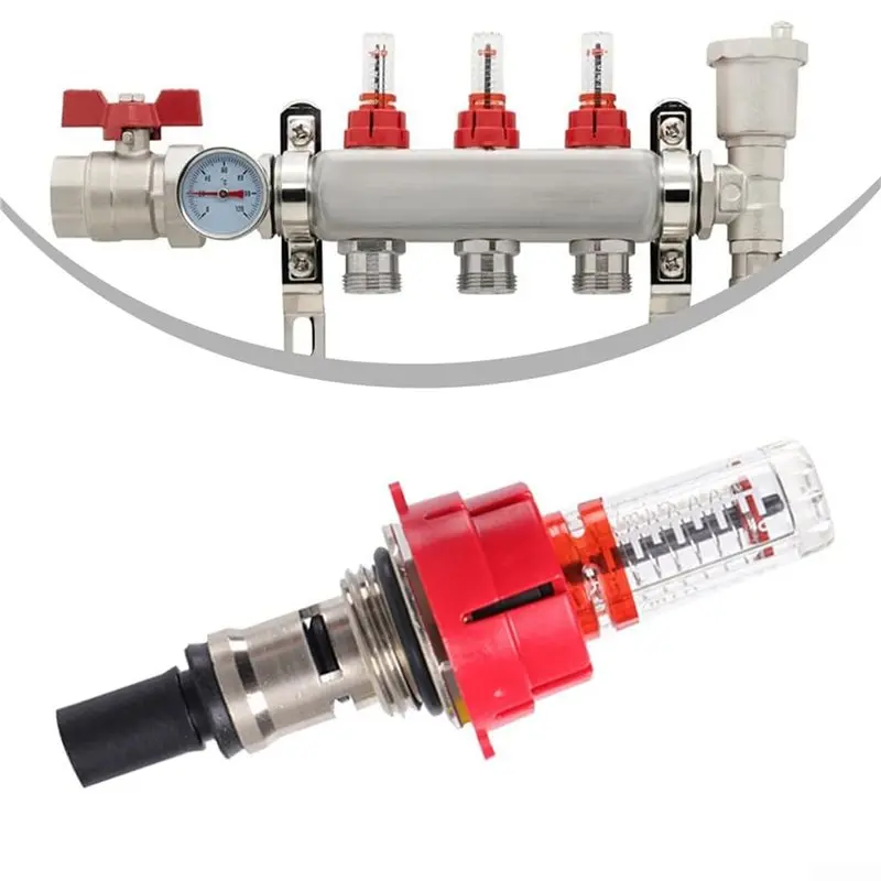 AB06 Underfloor Heating Manifold Flow Meter-Regulator Precision Heat Control Device(3/8 X 8Pc)