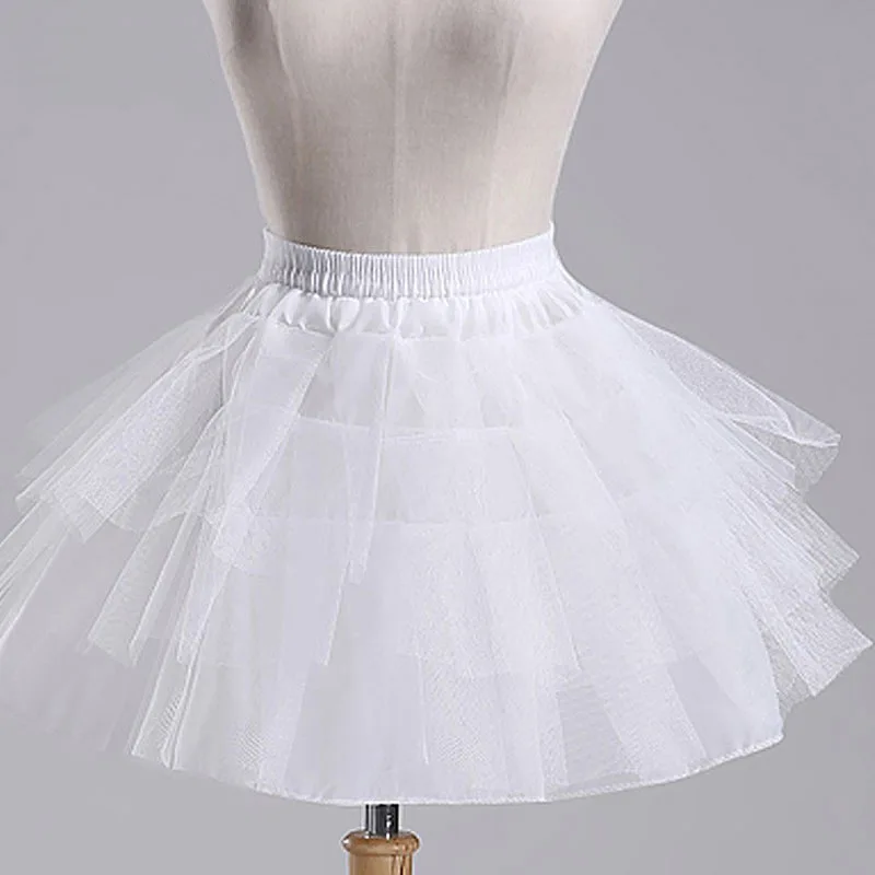 

Lolita Fluffy Faldas Short Daily Boneless Petticoat Short Skirt Support Childrens Wedding Dress Accessories 35CM Black White