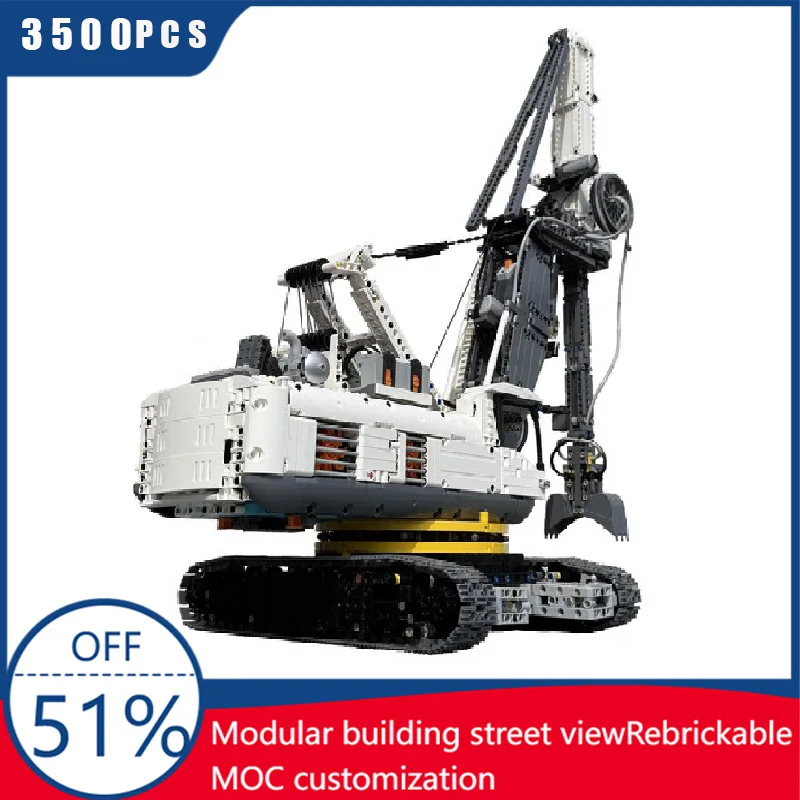 

3500 шт. MOC гидравлическая гусеничная машина, технические модульные строительные блоки, модель в сборе, дисплей, игрушки для детей, подарки на день рождения