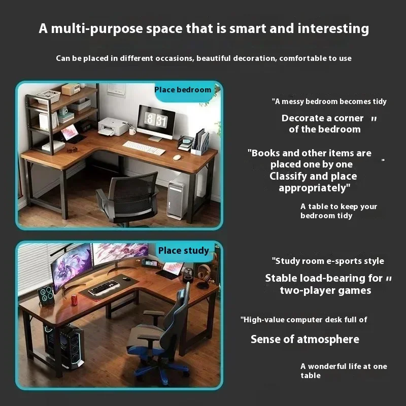 47 in Computer Desk with Drawer, Storage Cabinet Shelve, L Shape Home Office Reversible Study Table, Wood Executive Writing Desk