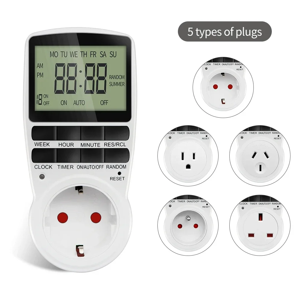 Electronic Digital Circulate Timer Switch Socket Kitchen Timer Outlet Programmable Timing Socket Control 220V EU US UK AU Plug