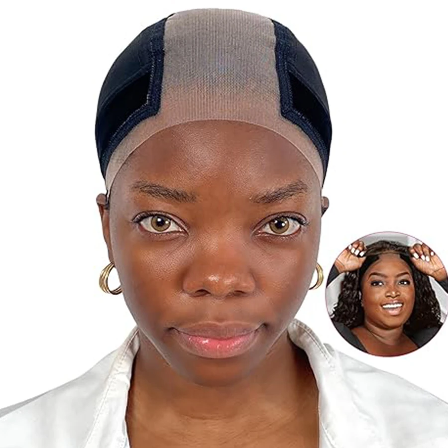 Female Headband Wig Cap Hd Lace Wig Cap For Wig Making U Part Wig Caps With Adjustable Velvet Wig Grip To Wear Wig Nude Hair Net image 6