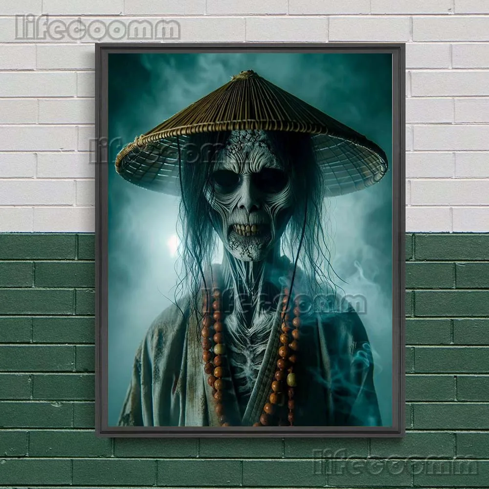 Zombie Warriors And Monks Horror Vintage Wall Art Canvas Painting Pumpkin Evil And Toilet Ghost Art Poster Print Home Decoration