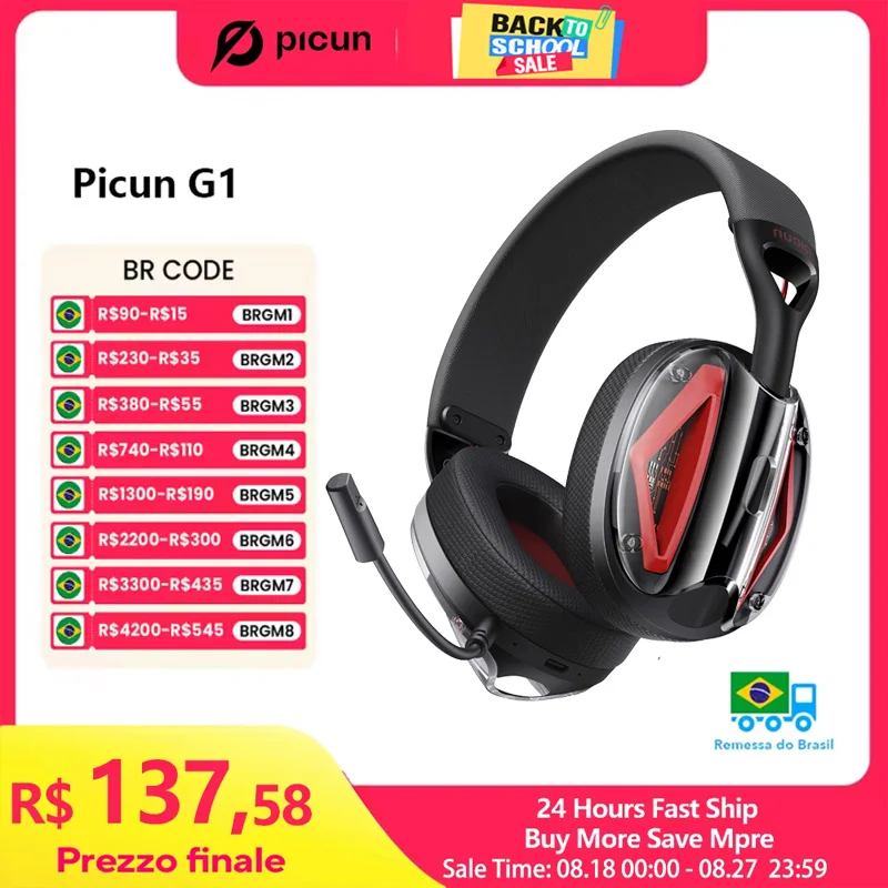 NO BRASIL -  Headset SEM FIO Picun g1 2.4ghz  🆘🇧🇷