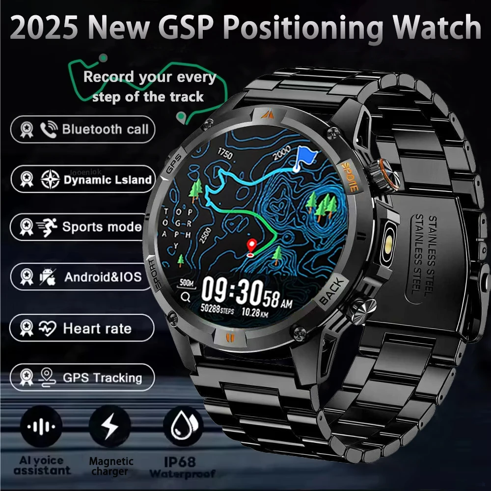

New military Built-in Dual-band GPS Compass IP68 Waterproof Sport Bluetooth CalI health monitor Men SmartWatch For Xiaomi IOS