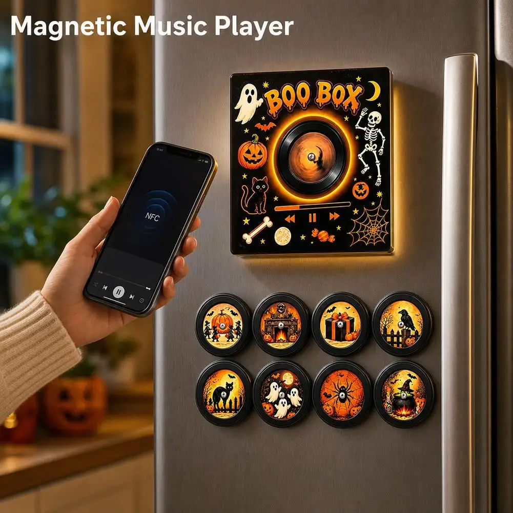 Christmas Vinyl Record Player Screw Free Mold Rotating Luminous NFC New Christmas Music Box Refrigerator Sticker