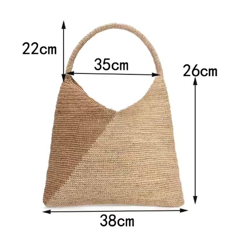 Korean version Large capacity raffia bag for women, hand woven straw bag, informal, shoulder, for beach, summer, 2025