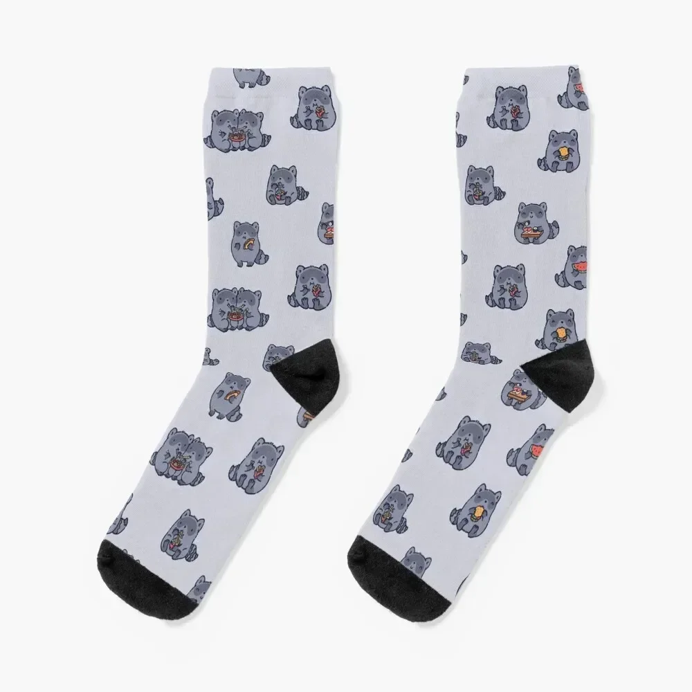 Cute raccoons eating food pattern Socks Stockings man funny gifts christmas gift shoes Socks Male Women's