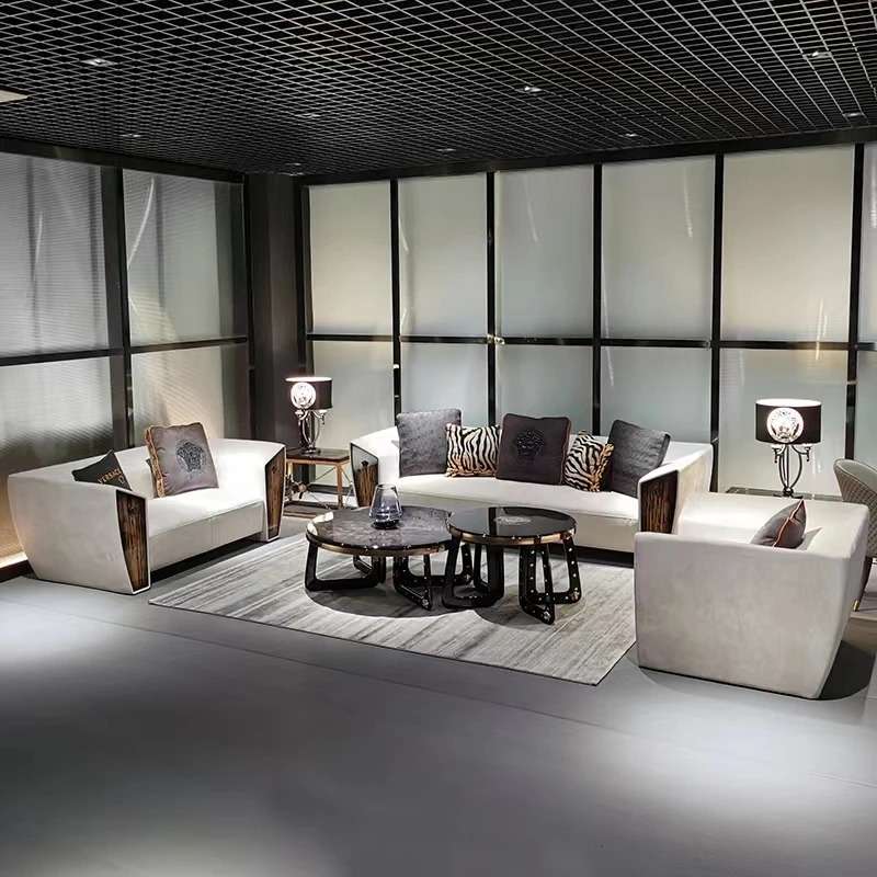 di- Modern Luxury High-End Custom Solid Wood Frame Eco-Friendly 1 2 3 Seater Sofa Combination for Villa Mansion Living Room&
