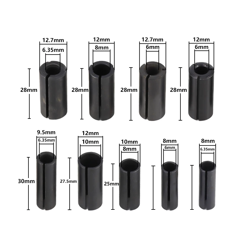 Router Bit Adapter Collet for Wood Router Milling Cutter Tool Adapters Conversion Chuck 6/6.35/8/9.5/10/12/12.7mm